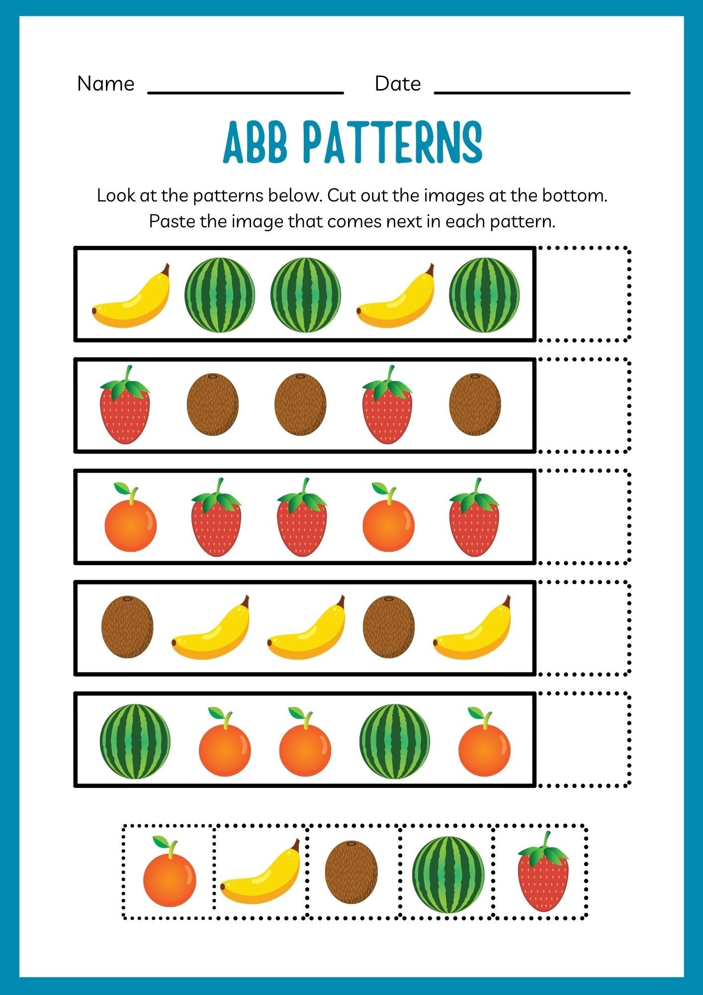 Fun Kindergarten Math Patterns Worksheets