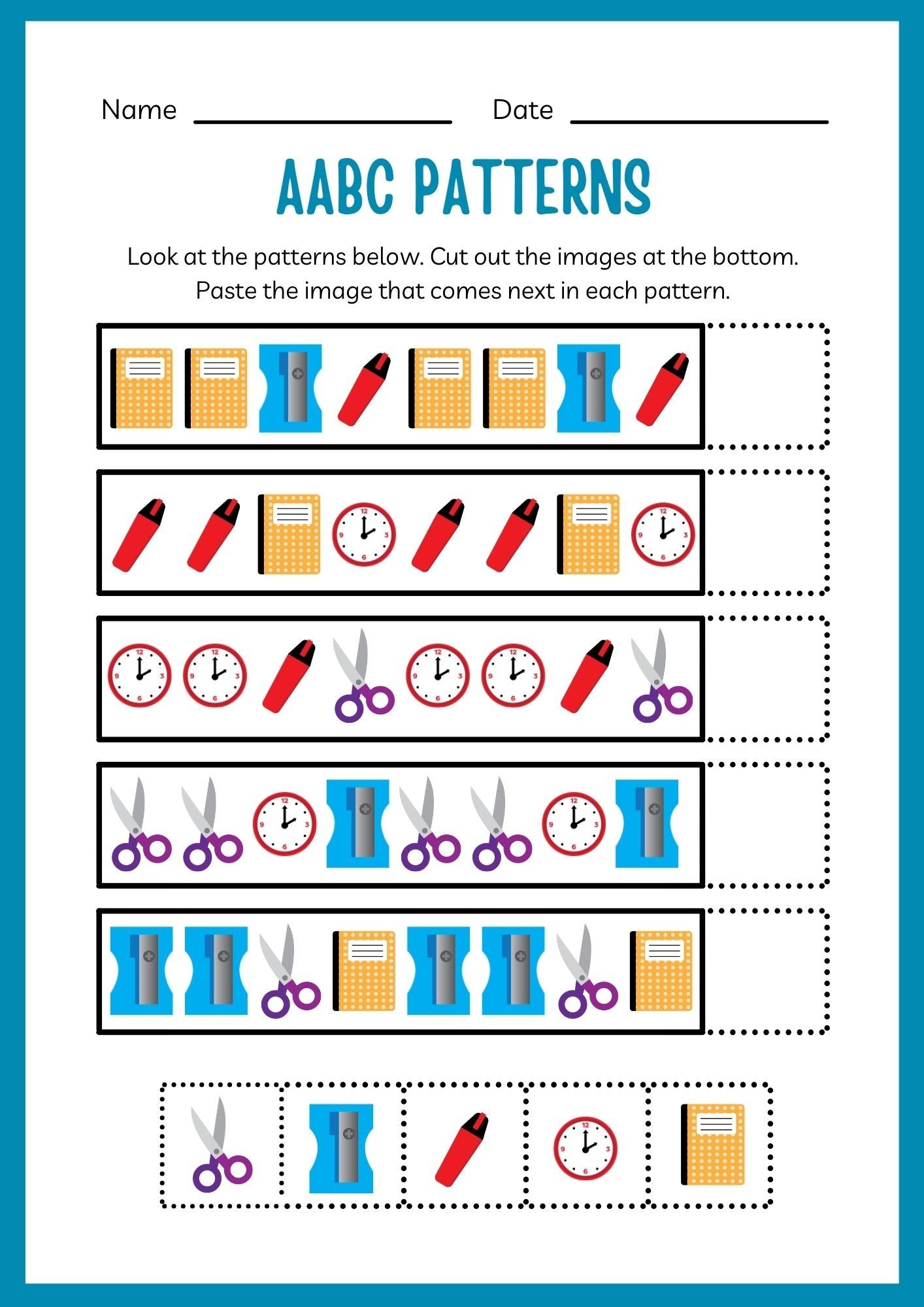 Fun Kindergarten Math Patterns Worksheets