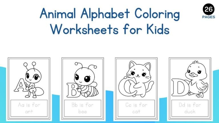 Animal Alphabet Coloring Worksheets for Kids