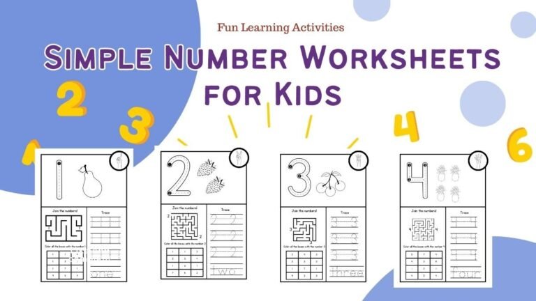 Simple Number Worksheets for Kids: Fun Learning Activities