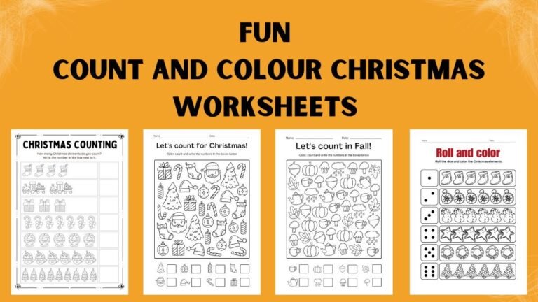 Fun Count and Colour Christmas Activity Worksheet for Kids – Perfect for Holiday Learning!