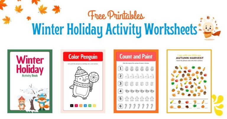 Winter Holiday Activity Worksheets for Kids – Free Printable Fun for Learning & Play